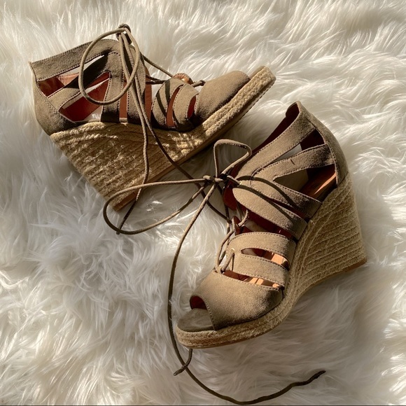 H&M Platform espadrille sandal wedges for women in army green - Picture 1 of 7